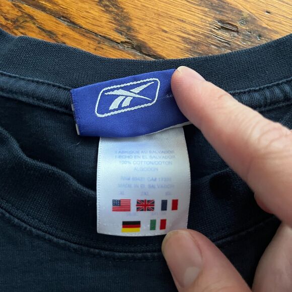 Vintage Reebok Blank Solid Navy Blue Y2k Embroidered Logo 2000s Men’s XXL Shirt - Picture 4 of 6